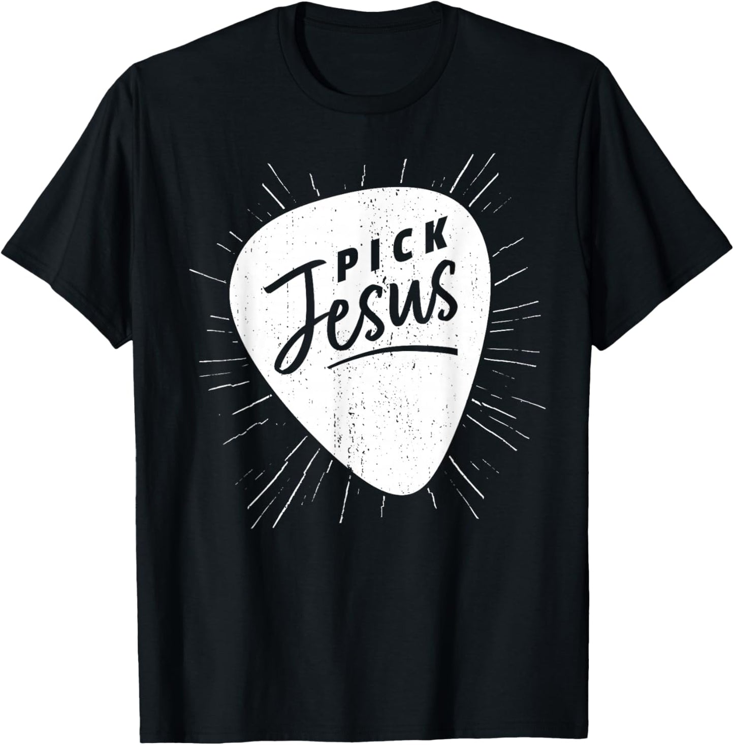 Christian Guitarist Pick Jesus Guitar Player Church Guitar T-Shirt - T-Shirt | Black