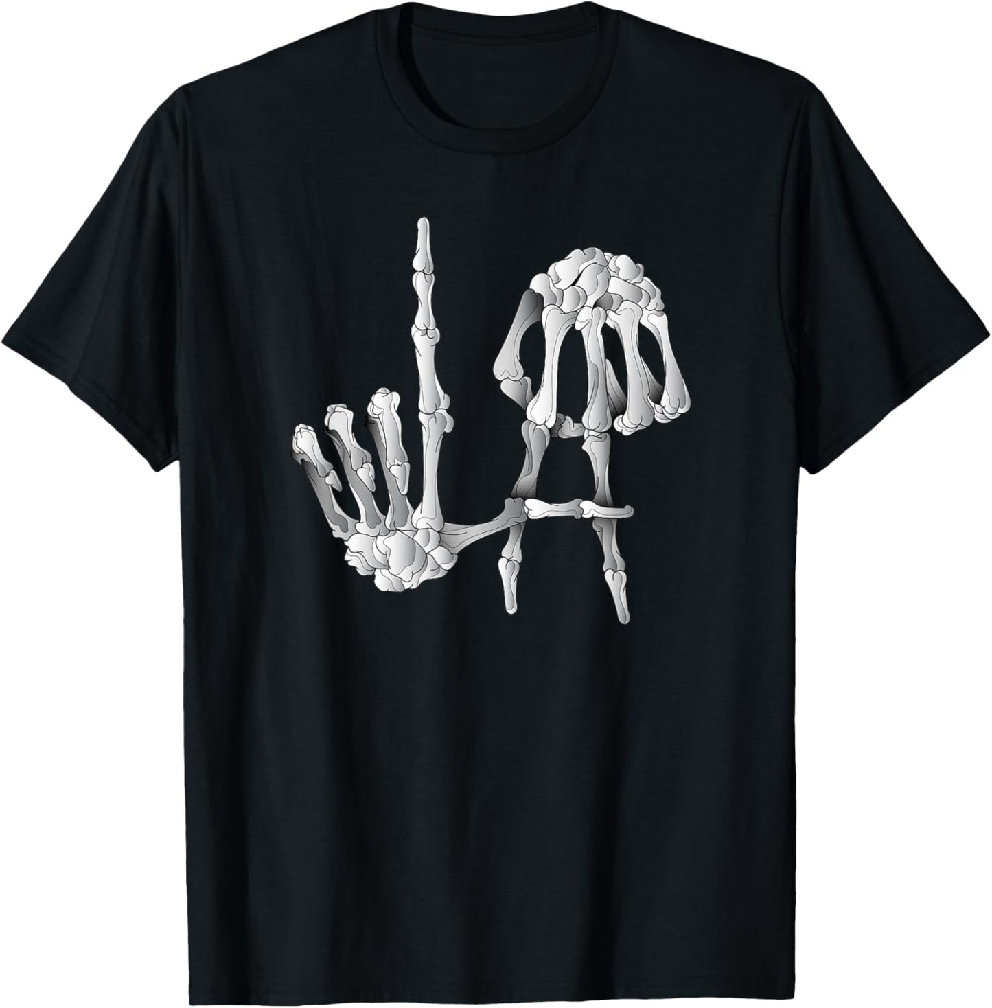 Skeleton Bones Hands LA, Los Angeles USA, Skeleton Fingers T-Shirt - T-Shirt | Black