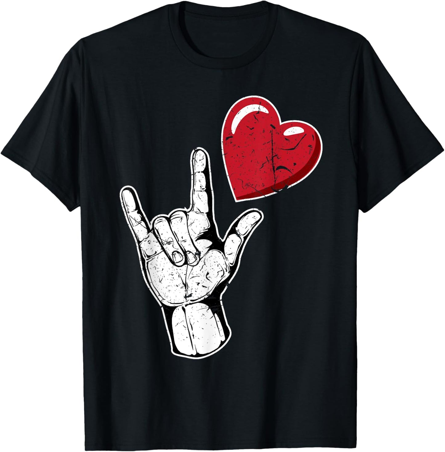 I Love You Hand Sign Valentines Day Shirt | Language T-Shirt - T-Shirt | Black