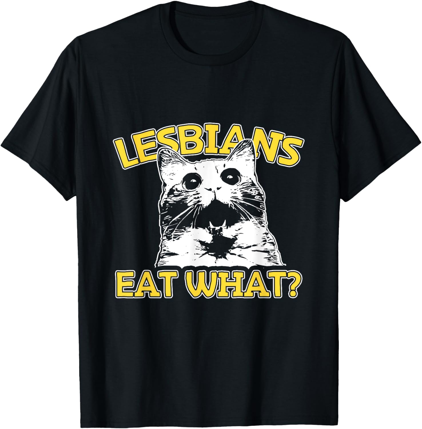 Funny Cat Lovers Lesbians Eat What? Gay Women's T-Shirt - T-Shirt | Black