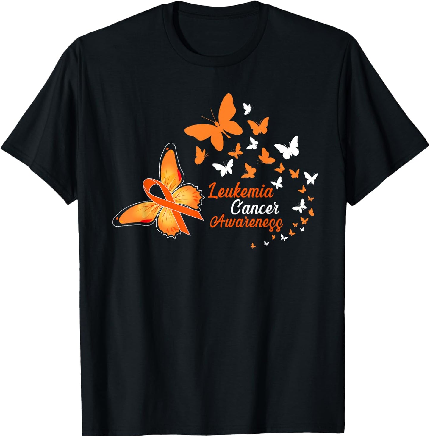 Leukemia Cancer Awareness Butterflies T-Shirt - T-Shirt | Black