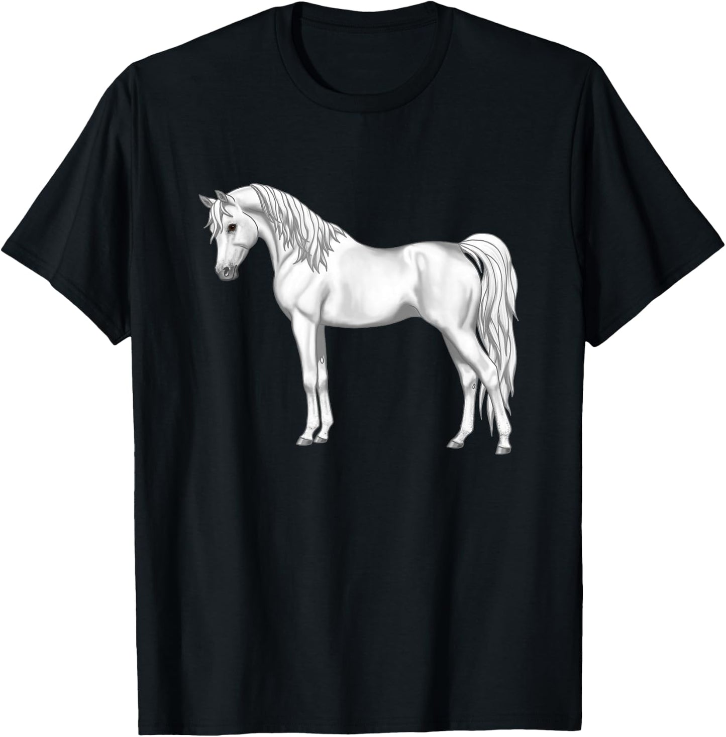 Pretty White Light Gray Egyptian Arabian Horse Lovers Gift T-Shirt - T-Shirt | Black