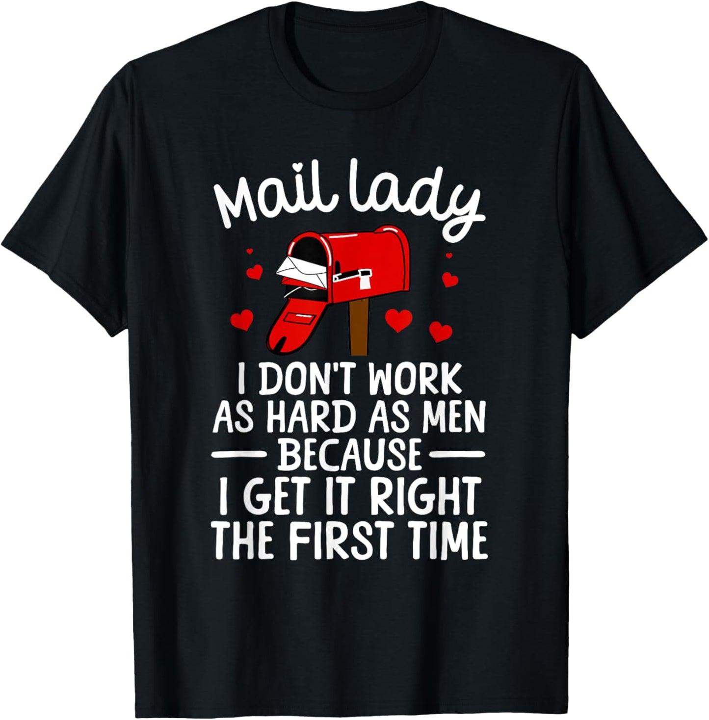 Mail Lady Design Girls Postal Worker Mail Carrier T-Shirt - T-Shirt | Black