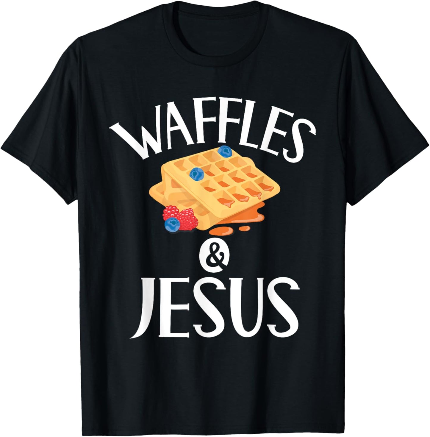 Waffles and Jesus Waffle T-Shirt - T-Shirt | Black