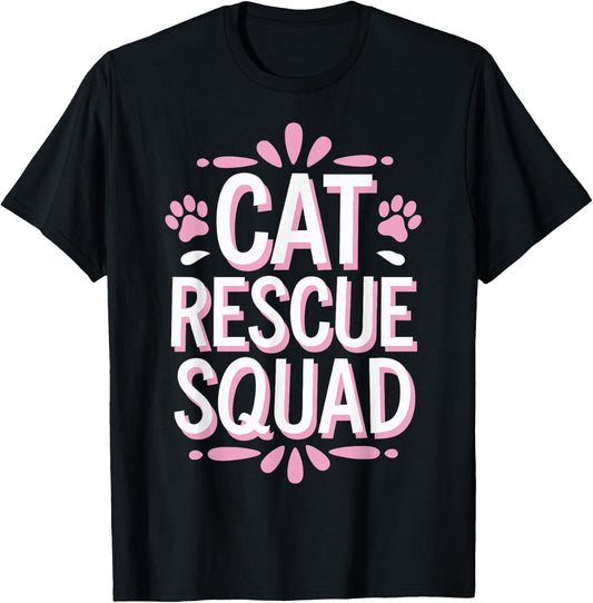 Cat Rescue Squad Animal Shelter T-Shirt - T-Shirt | Black