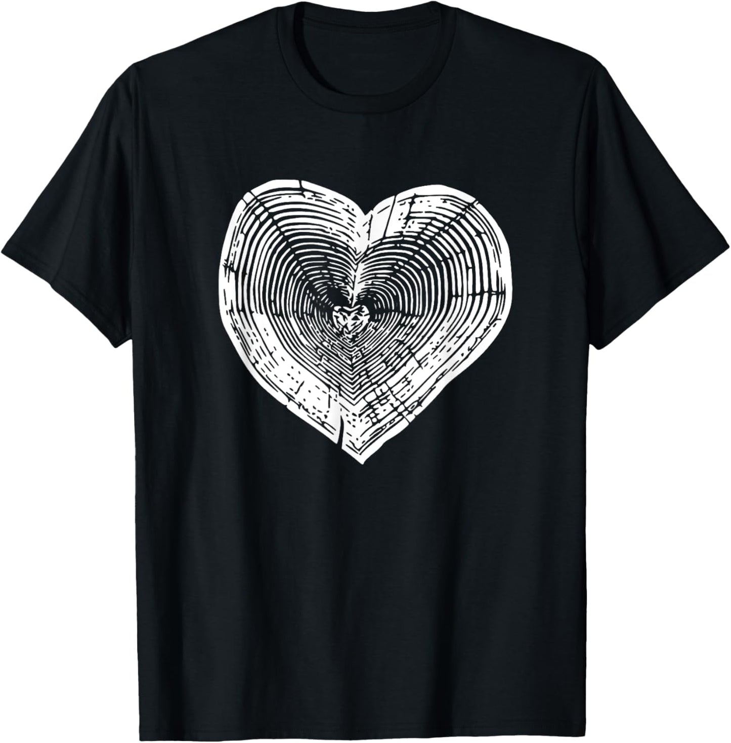Outdoor Nature Lover Tree Ring Heart Earth Day T-Shirt - T-Shirt | Black