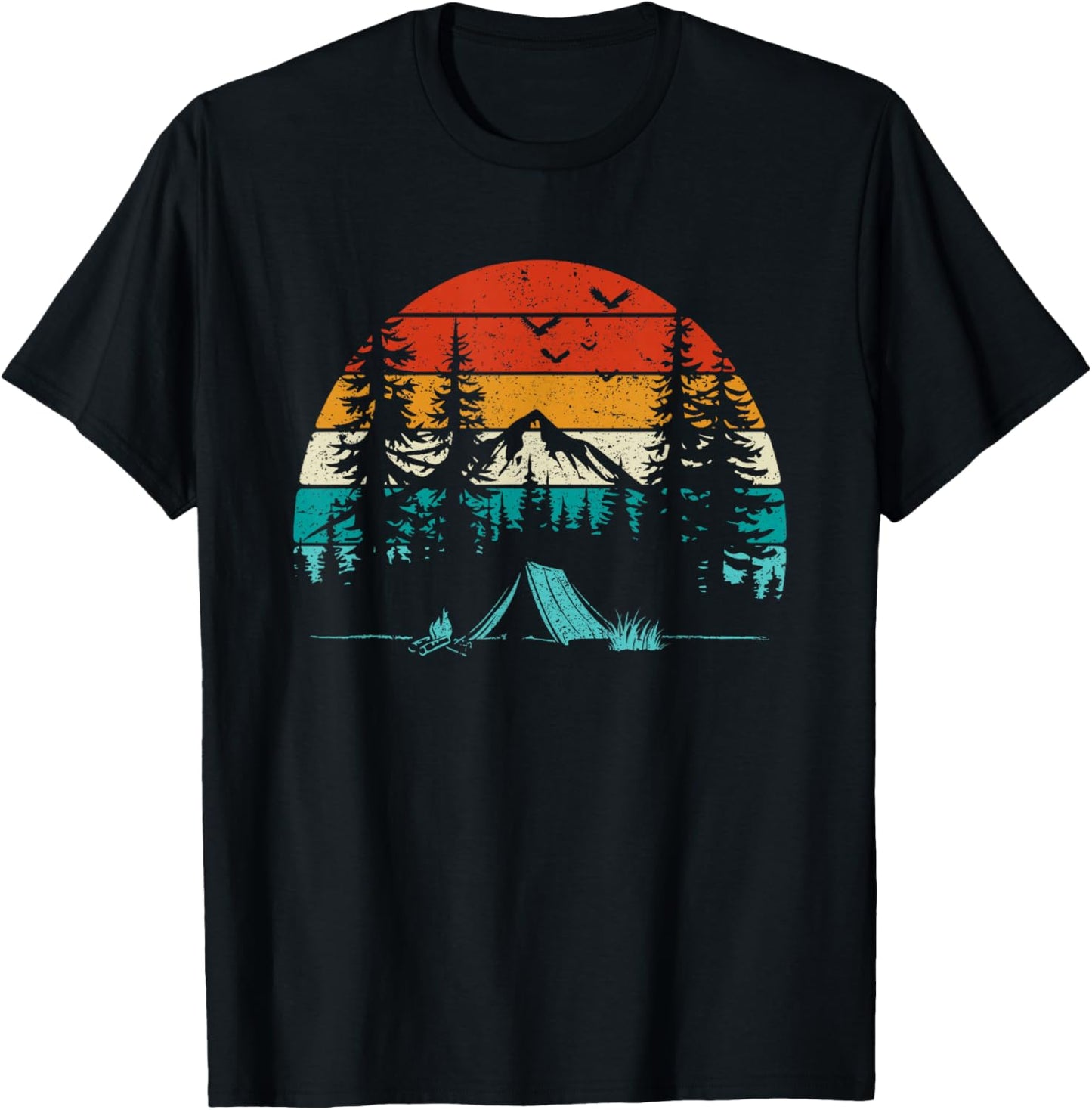 Retro Camping Adventure Wanderlust Nature Outdoors Hiking T-Shirt - T-Shirt | Black
