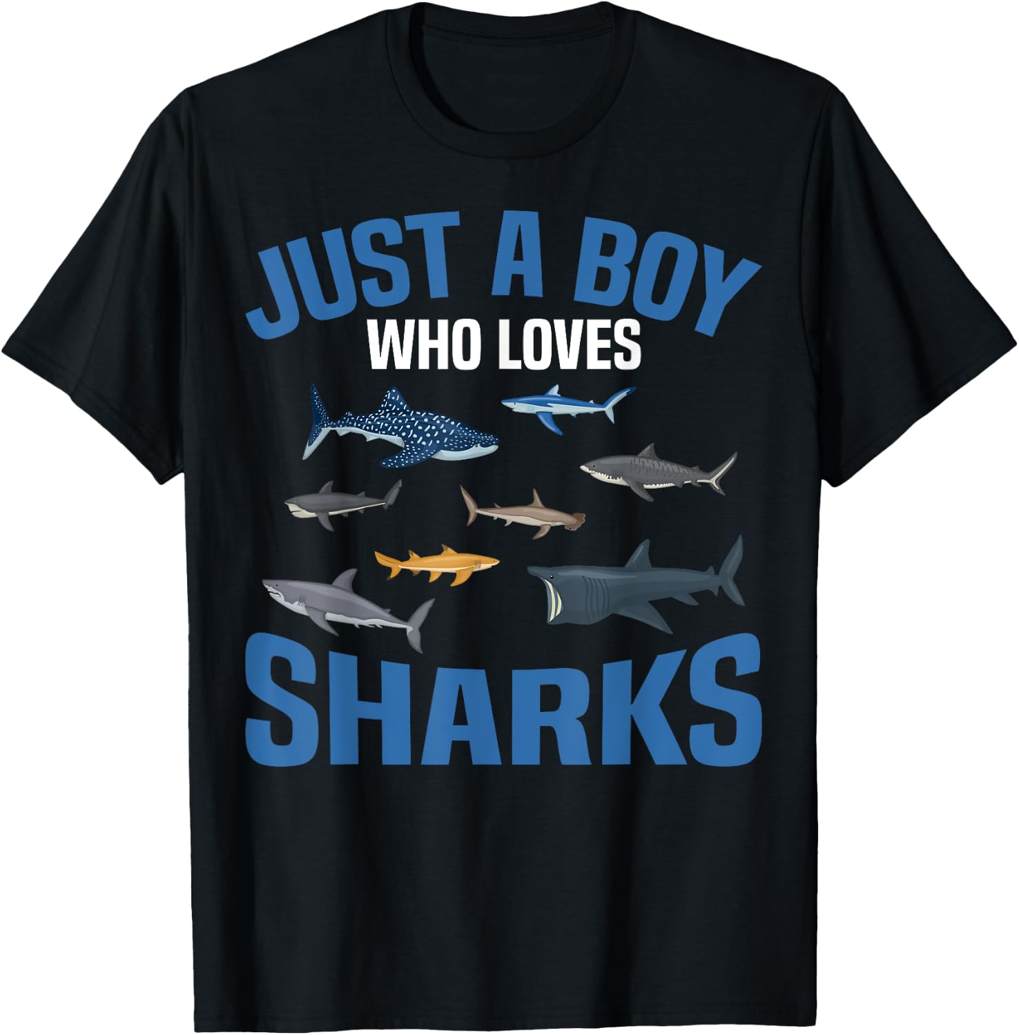 Shark Lover Kids Just A Boy Who Loves Sharks T-Shirt - T-Shirt | Black