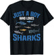 Shark Lover Kids Just A Boy Who Loves Sharks T-Shirt - T-Shirt | Black