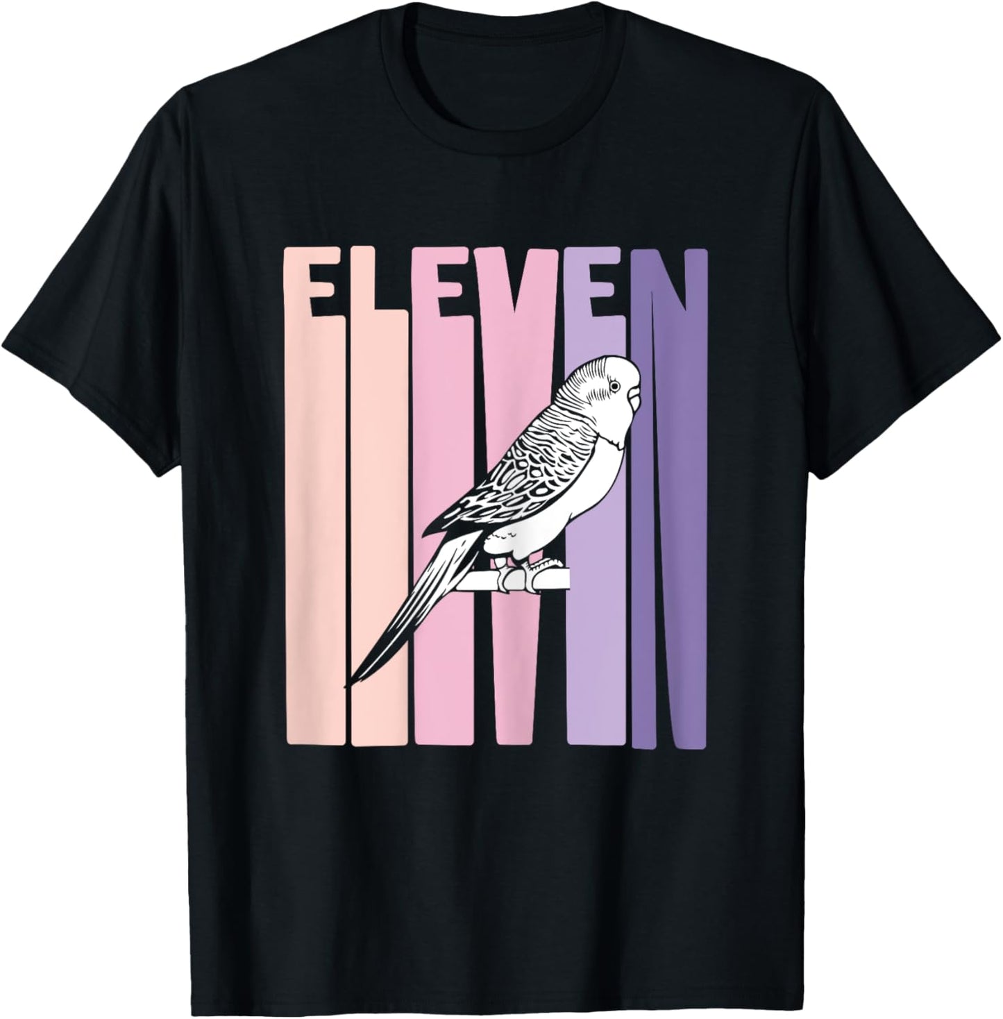 11 Year Old Budgie Parakeet Lover Birthday Girl 11th B-Day T-Shirt - T-Shirt | Black