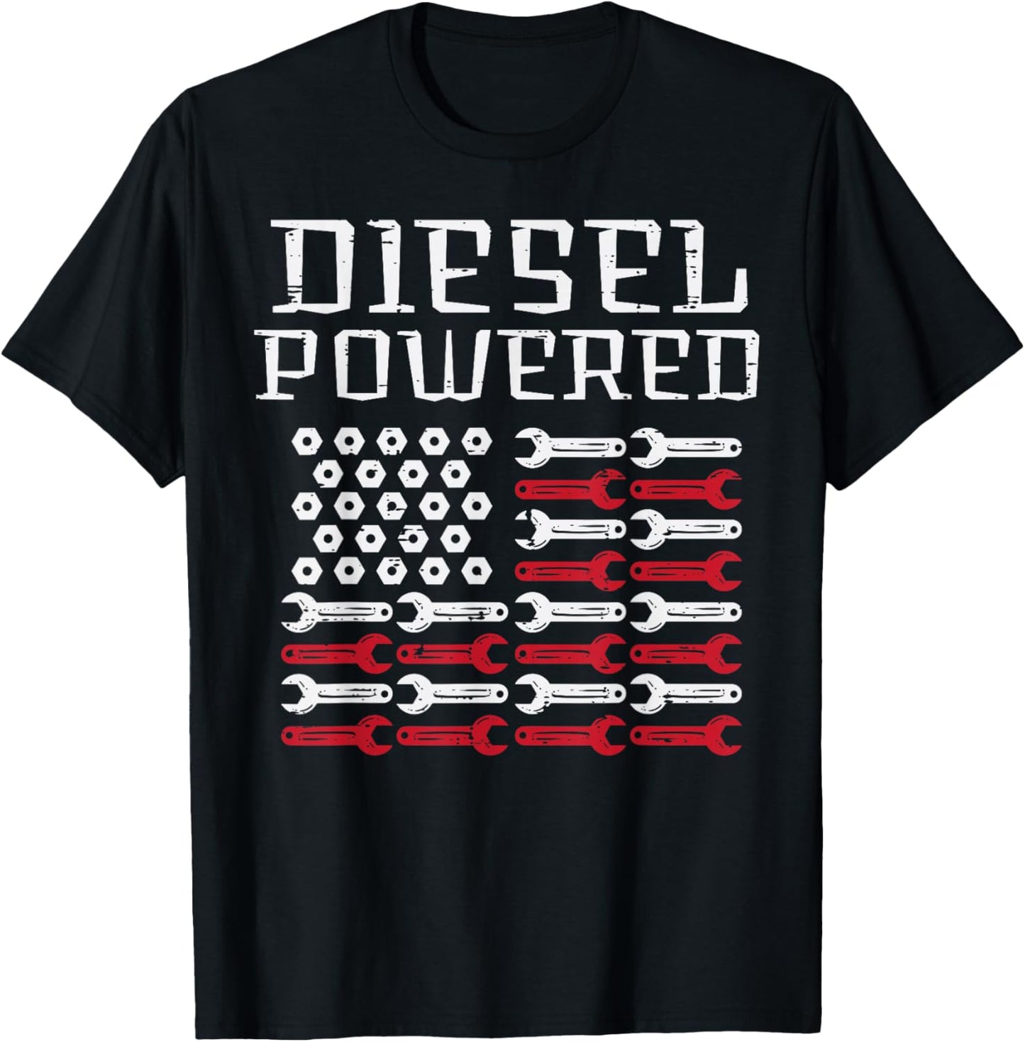 Diesel Powered US Flag Auto Mechanic Patriot Men Women Kids T-Shirt - T-Shirt | Black