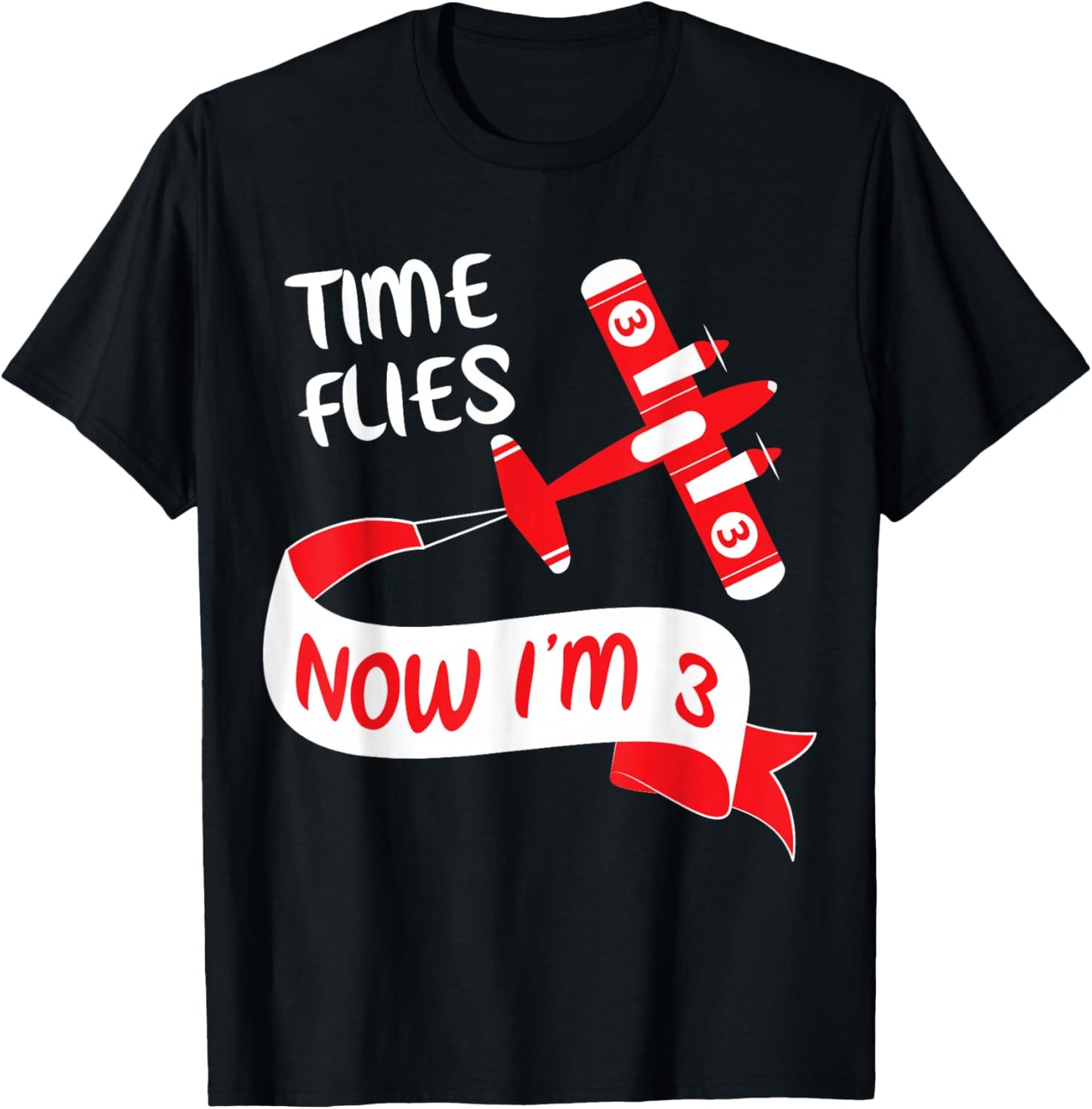 Now I'm 3rd Birthday Time Flies Child 3 Year Old Cool B-Day T-Shirt - T-Shirt | Black