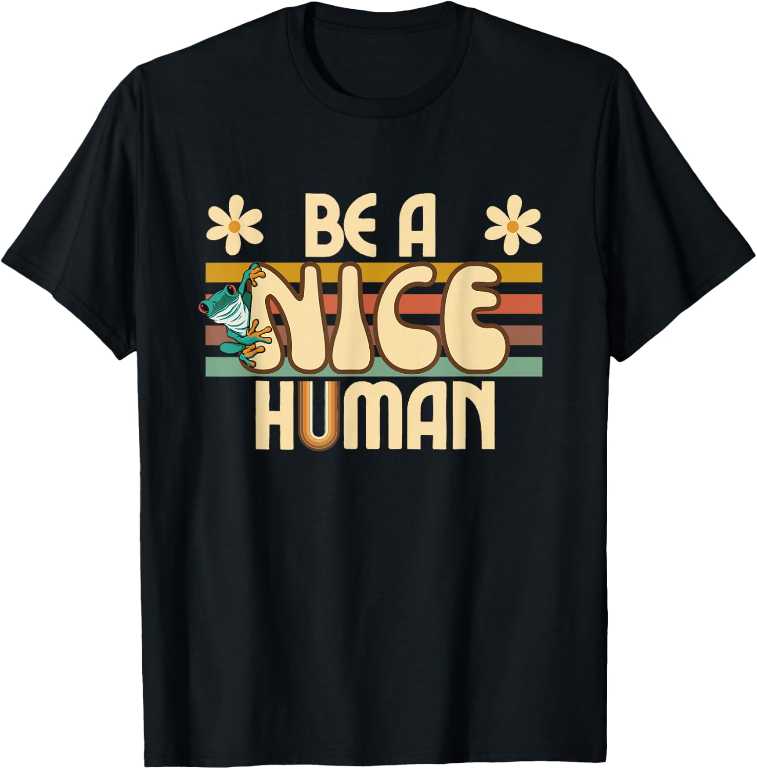 Be A Nice Human Retro Kindness T-Shirt - T-Shirt | Black