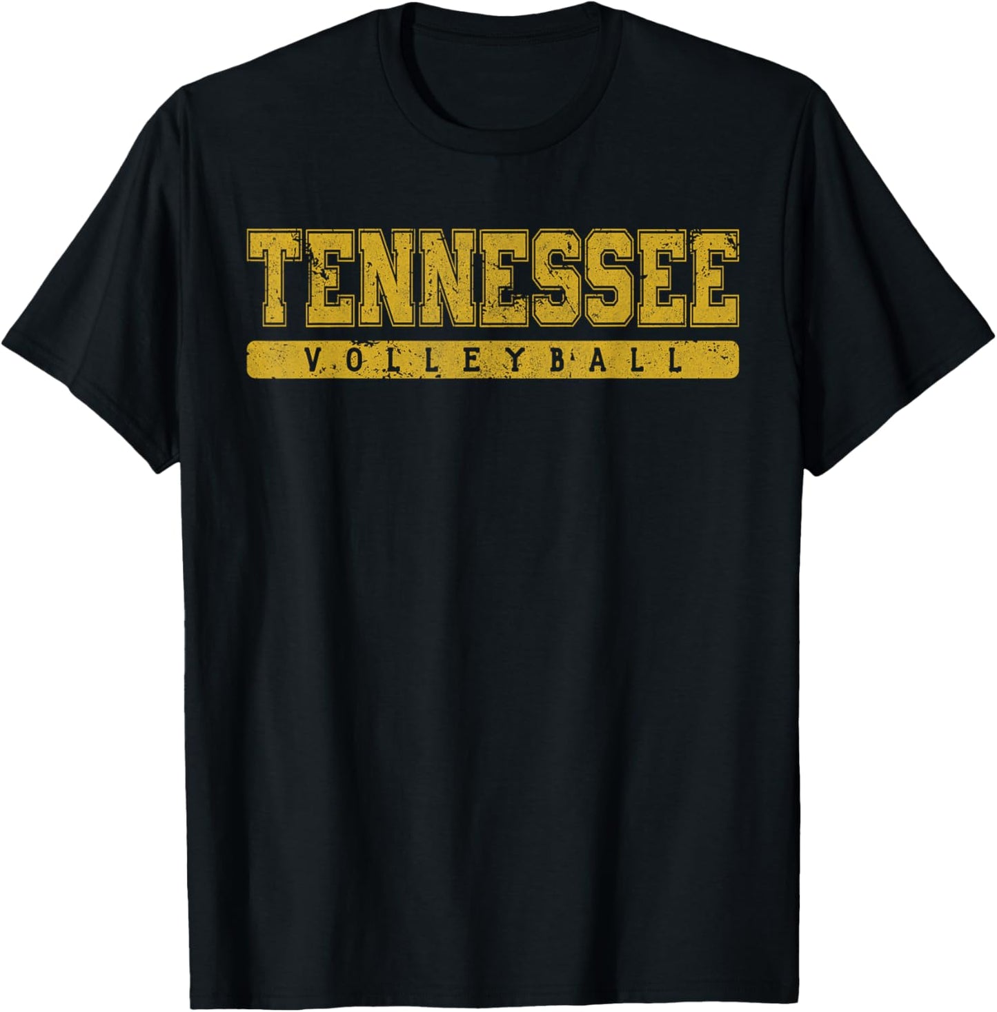 Tennessee Volleyball Yellow Vintage Text T-Shirt - T-Shirt | Black