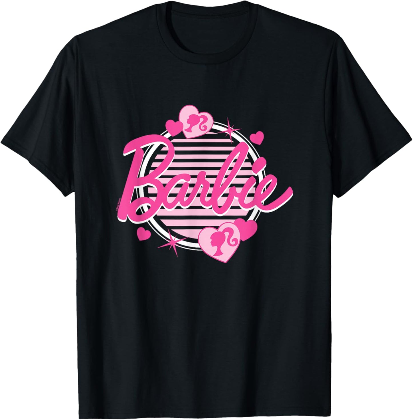 Barbie - Pinkes Logo mit Herzen T-Shirt - T-Shirt | Black