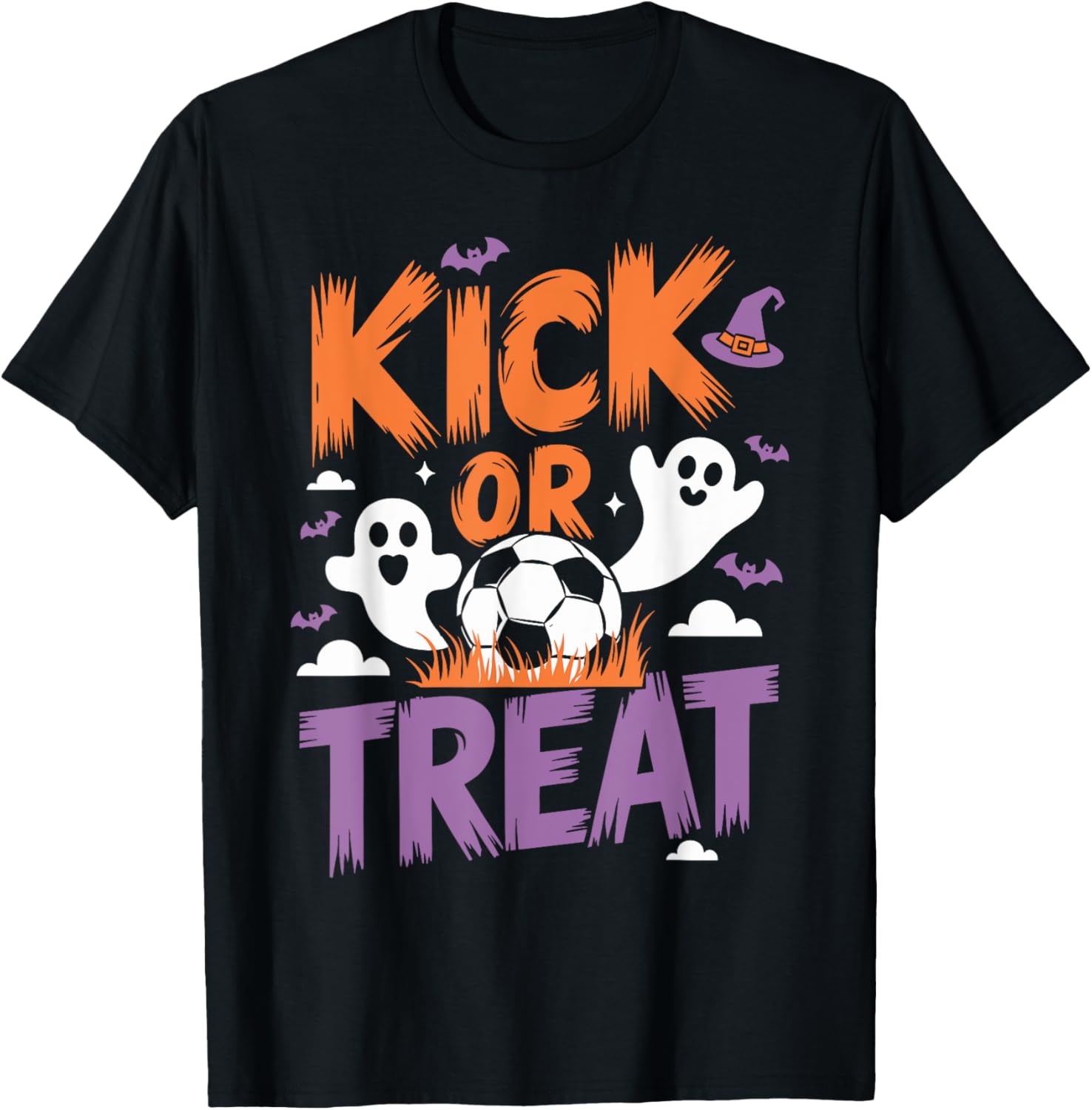 Kick Or Treat Soccer Halloween Spooky Soccer Shirt Halloween T-Shirt - T-Shirt | Black