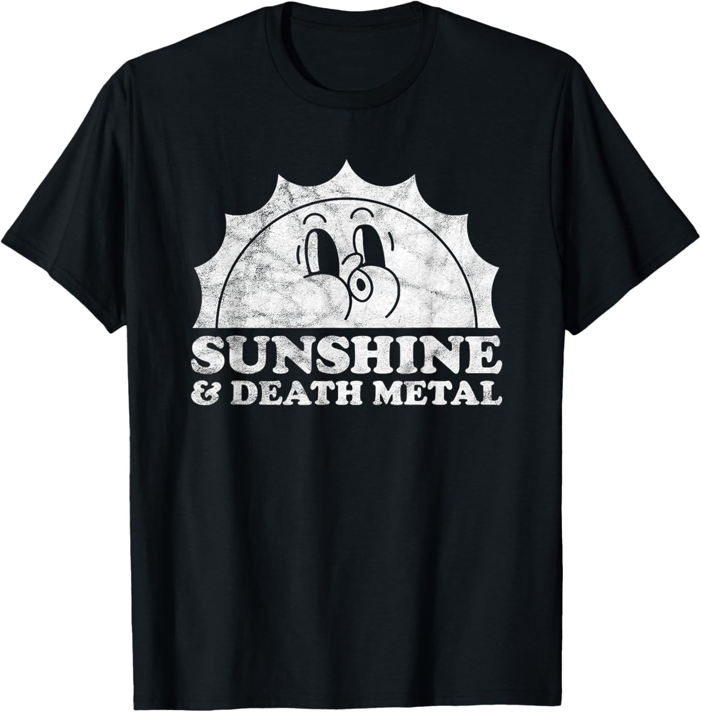 Sunshine and Death Metal Retro Vintage Sun Men Women T-Shirt - T-Shirt | Black