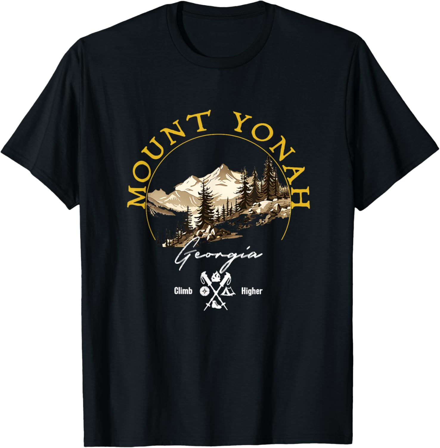 Mount Yonah Retro Vintage Apparel - Mount Yonah Souvenir T-Shirt - T-Shirt | Black