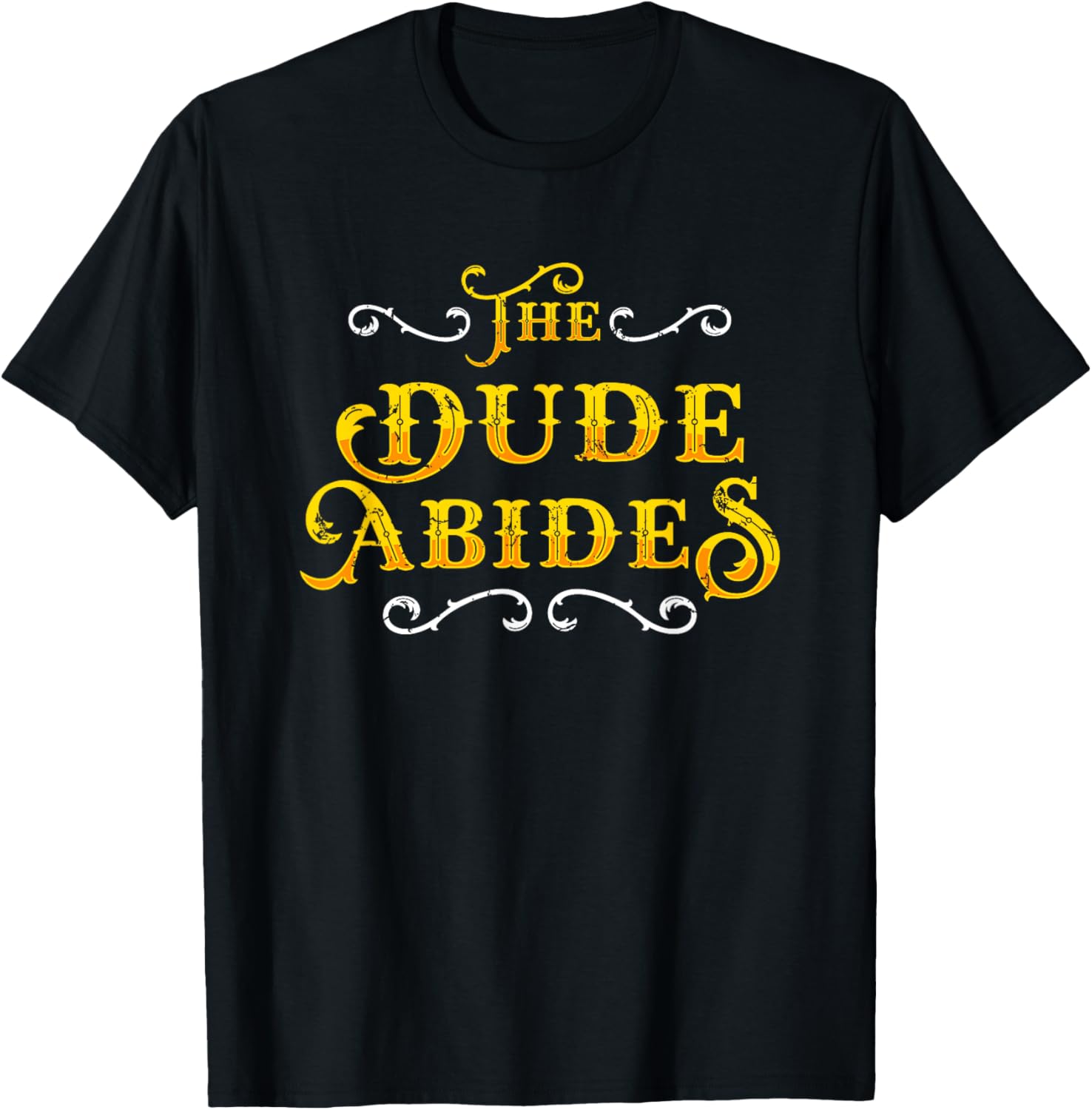 The Dude Abides Vintage Design For Film Loving Bowler T-Shirt - T-Shirt | Black