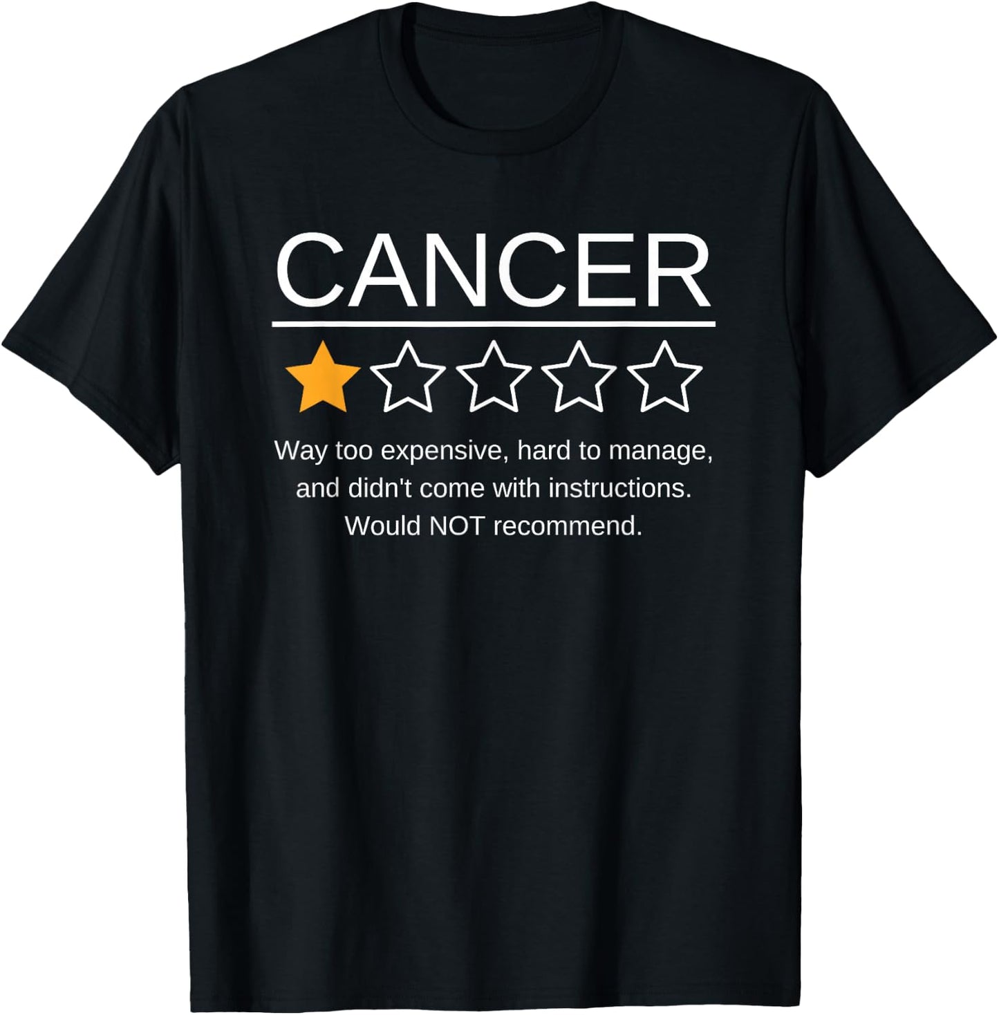 Funny Cancer Awareness One Star Rating Esophageal Ovarian T-Shirt - T-Shirt | Black