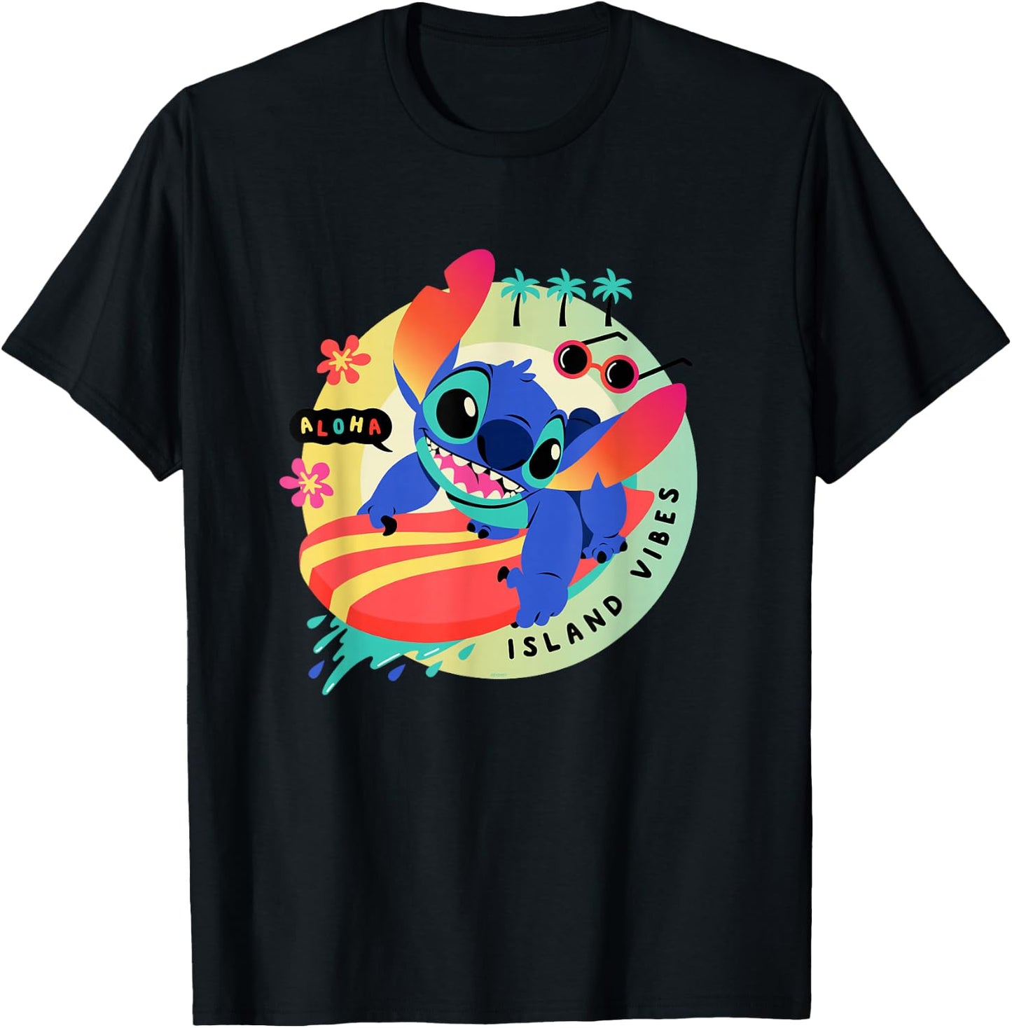 Disney Lilo & Stitch Aloha Island Vibes T-Shirt - T-Shirt | Black