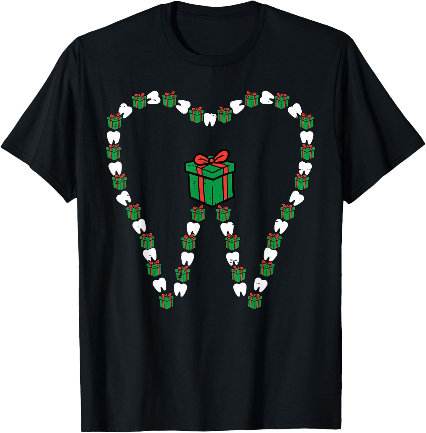 Christmas Tooth Cute Xmas Teeth Dental Hygiene Dentist Women T-Shirt - T-Shirt | Black