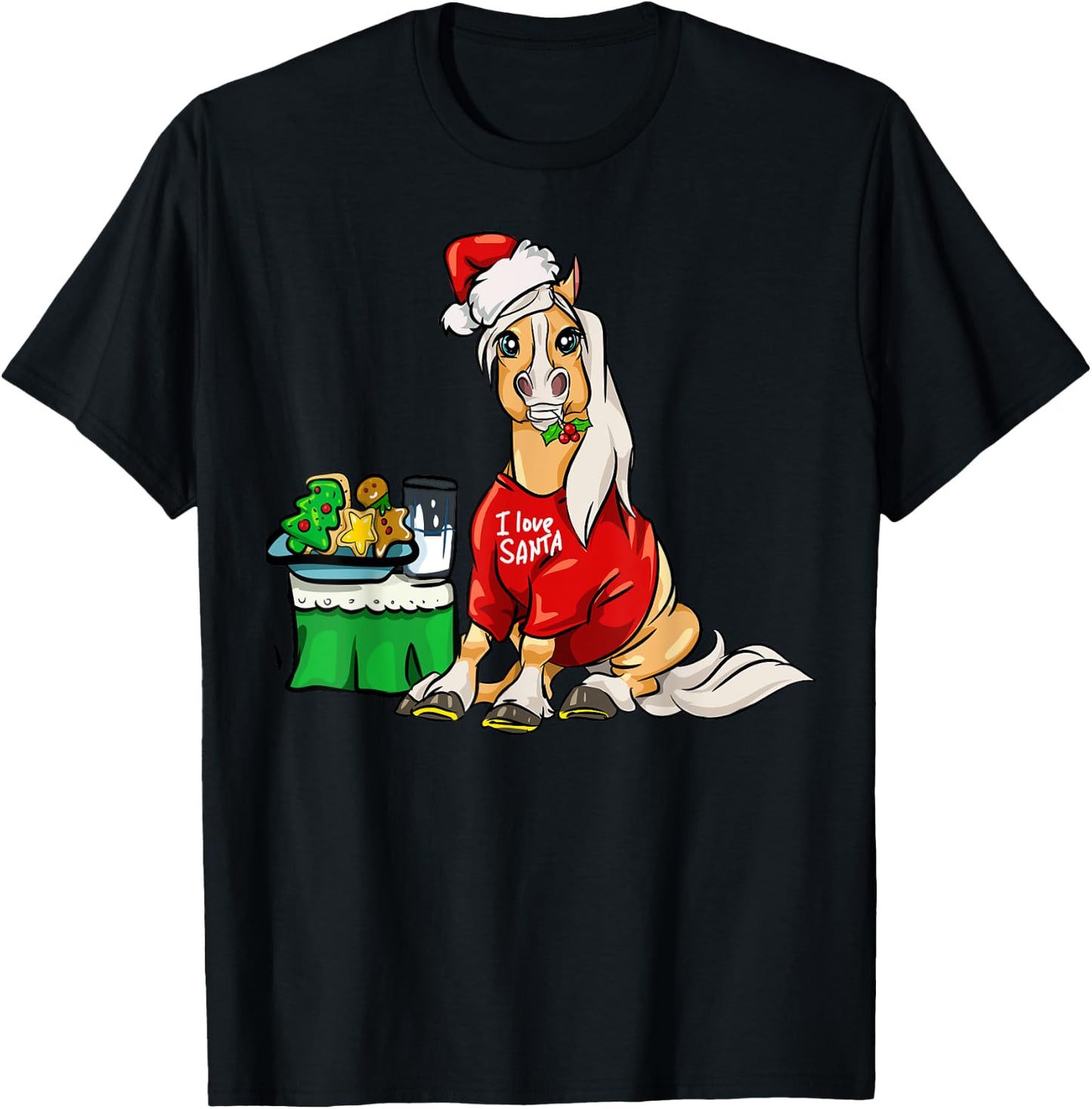 Haflinger Horse I Love Santa Christmas Horses Gifts T-Shirt - T-Shirt | Black