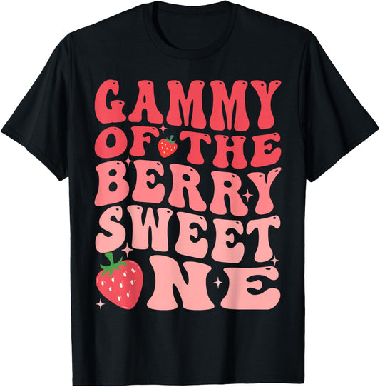 Gammy Of The Berry Sweet One 1st Birthday Strawberry T-Shirt - T-Shirt | Black