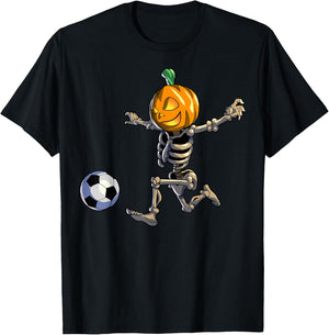 Soccer Skeleton Halloween Men Boys Soccer Halloween T-Shirt - T-Shirt | Black