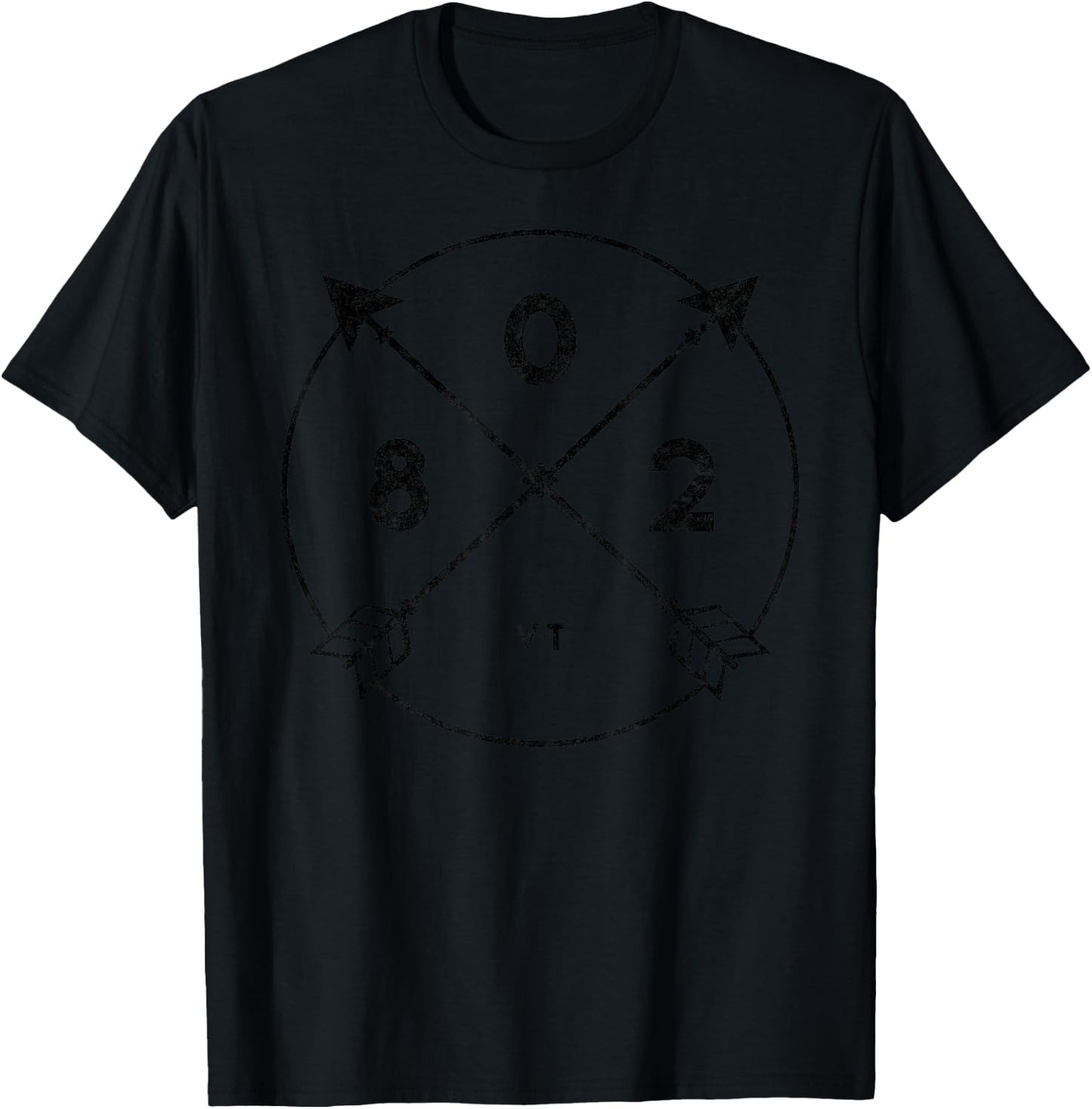 Vermont Area Code Shirt 802 State Pride Souvenir Gift Arrow T-Shirt - T-Shirt | Black