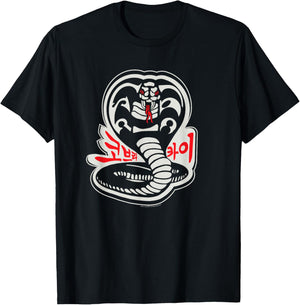 Cobra Kai Karate Dojo South Korea Snake Logo Sekai Taikai T-Shirt - T-Shirt | Black