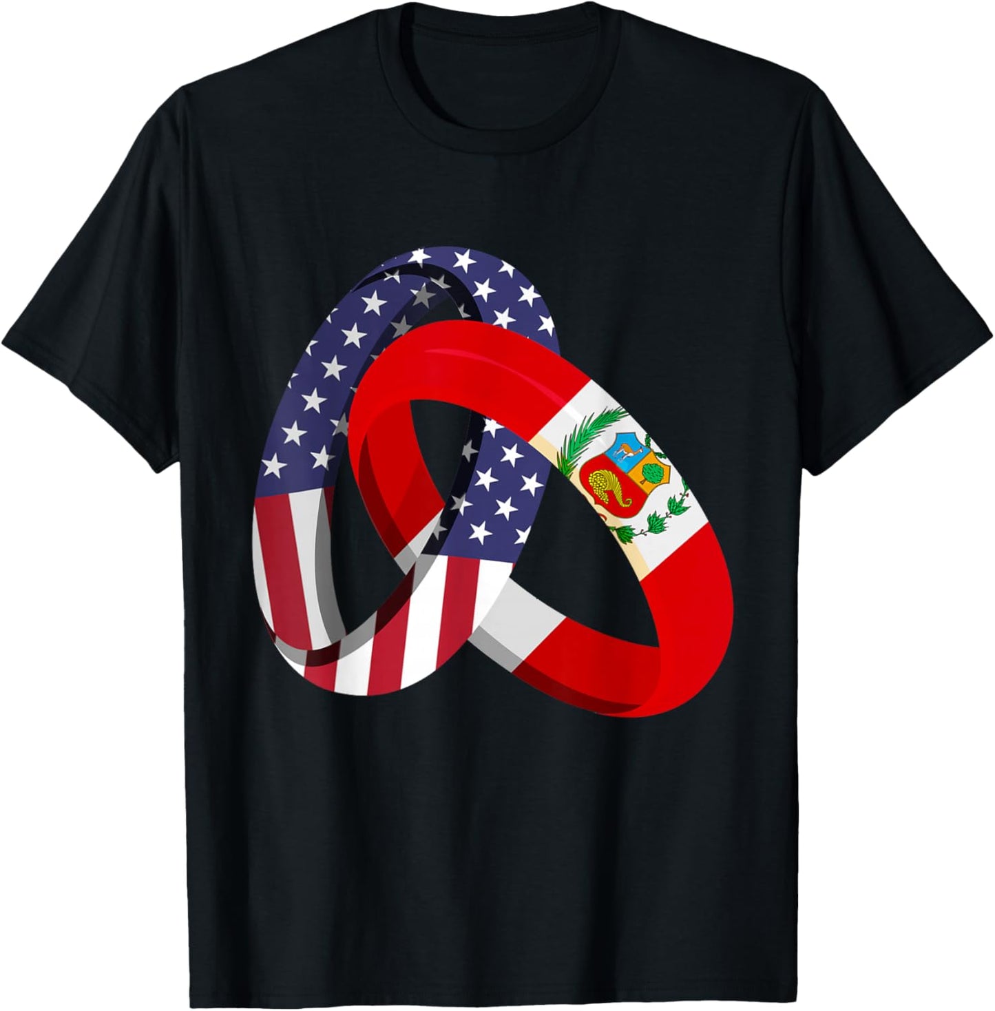 Peru American Ring Heritage Month Peruvian Flag T-Shirt - T-Shirt | Black