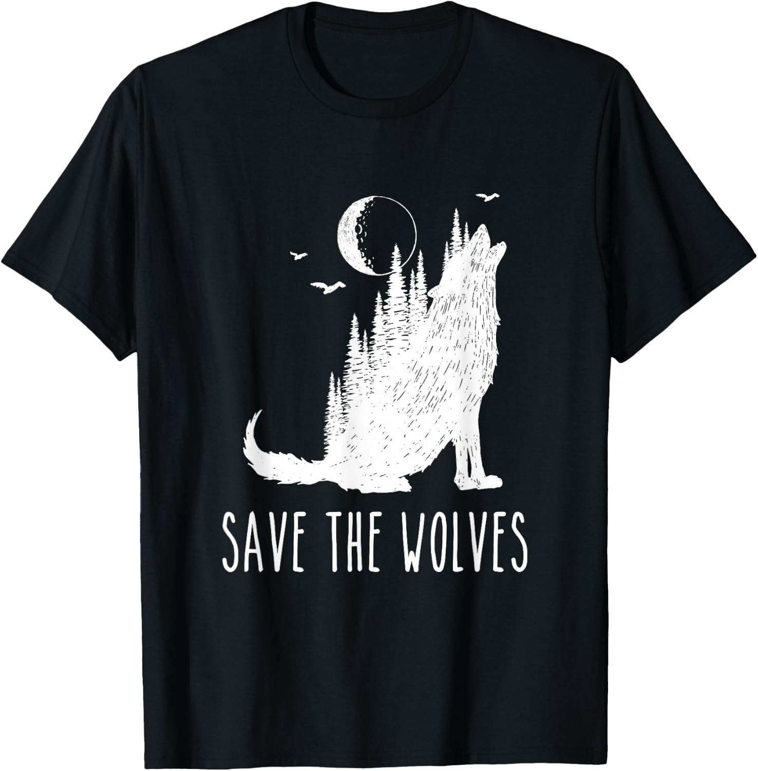 Save The Wolves Earth Day Wildlife Conservancy Howling Wolf T-Shirt - T-Shirt | Black