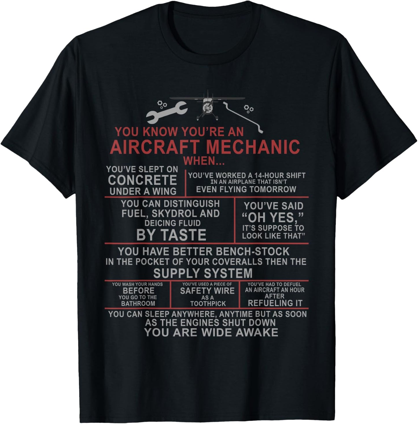You Know You're an Aircraft Mechanic When.. Funny A&P Saying T-Shirt - T-Shirt | Black