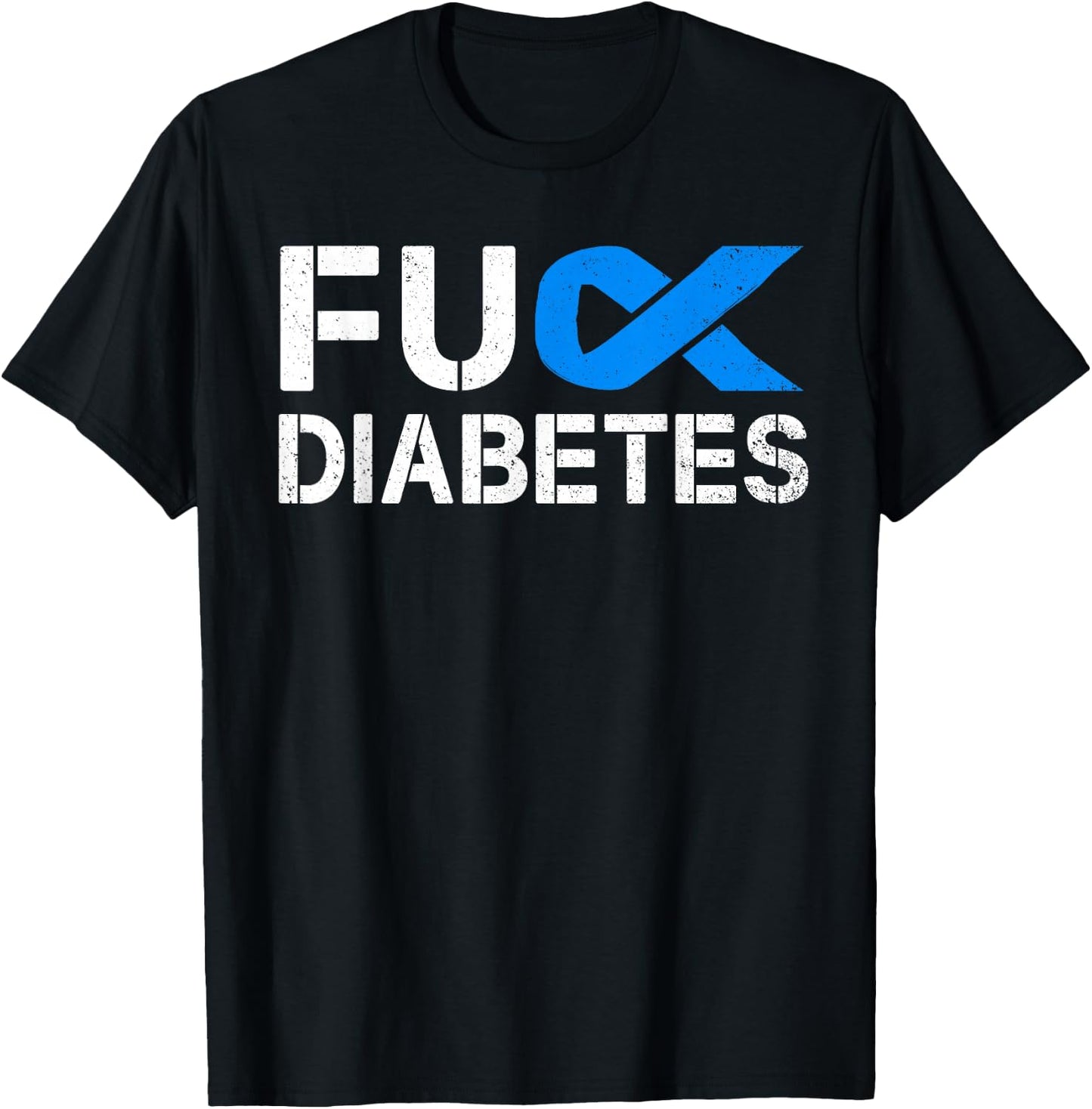 Fuck Diabetes Awareness Ribbon Type 1 One Two 2 T1D T-Shirt - T-Shirt | Black