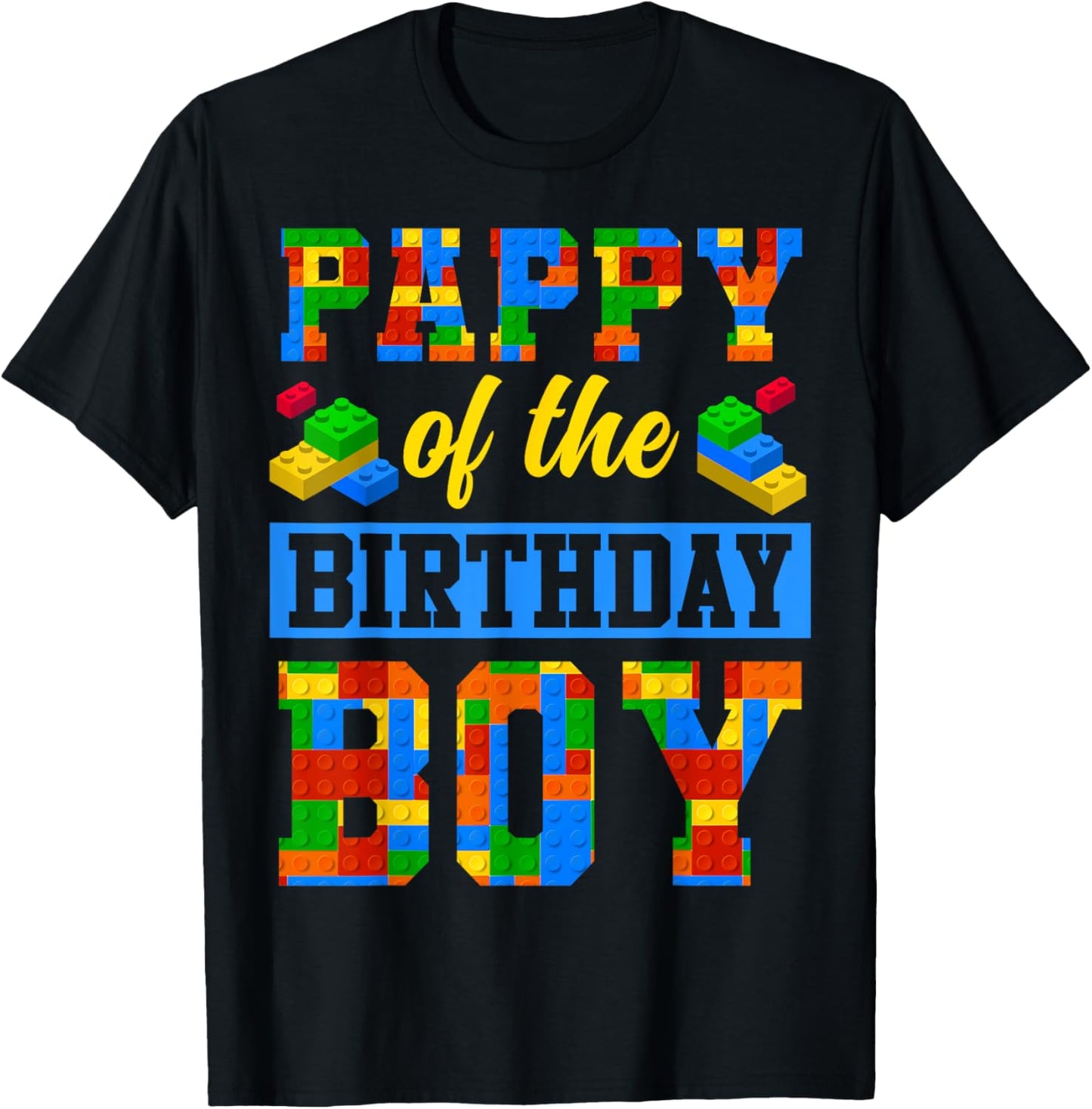 Pappy Of The Birthday Boy Building Block Bday Party T-Shirt - T-Shirt | Black