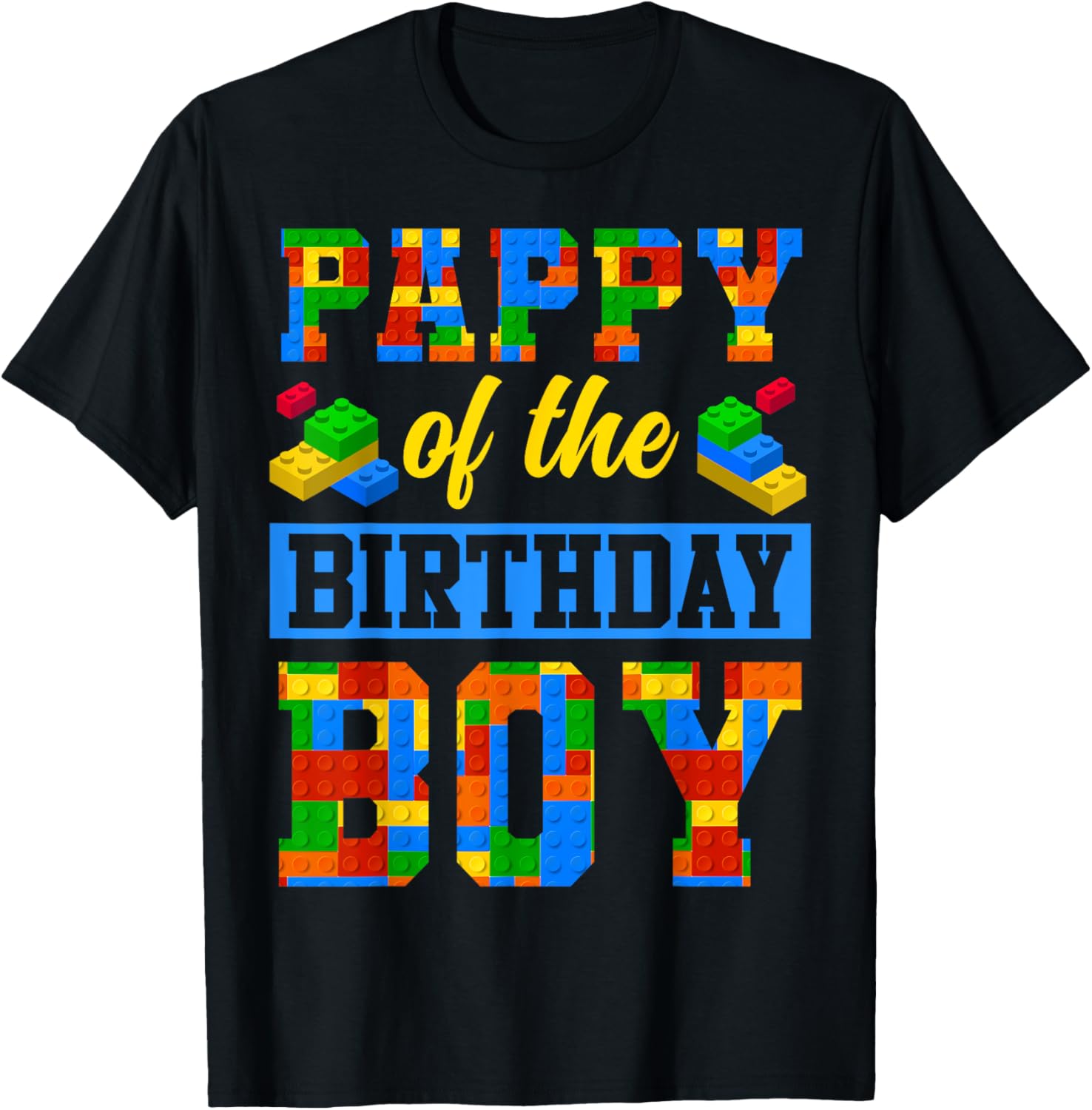 Pappy Of The Birthday Boy Building Block Bday Party T-Shirt - T-Shirt | Black