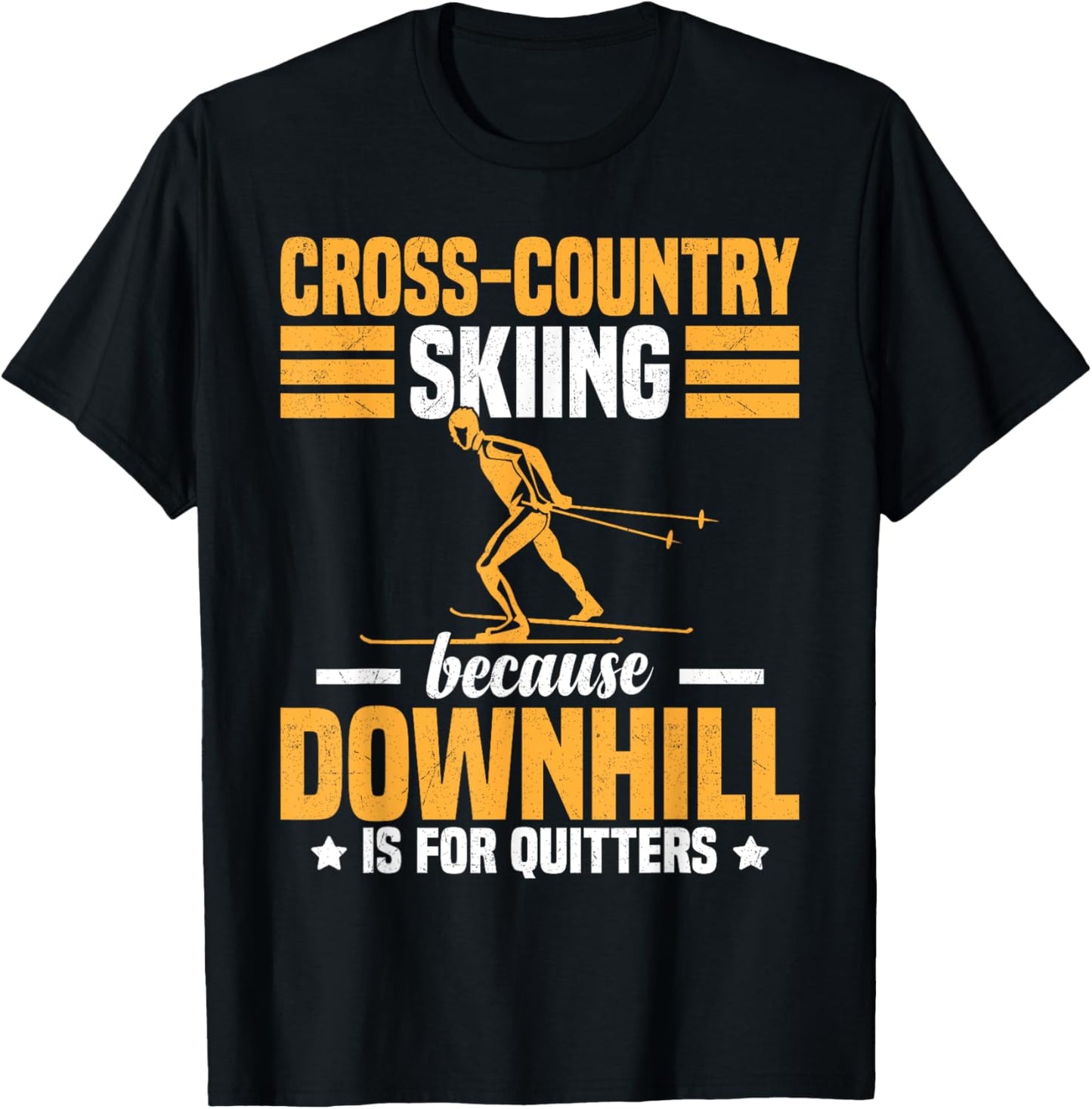 Funny Winter Sport Snow Cross-Country Skiing appearel T-Shirt - T-Shirt | Black
