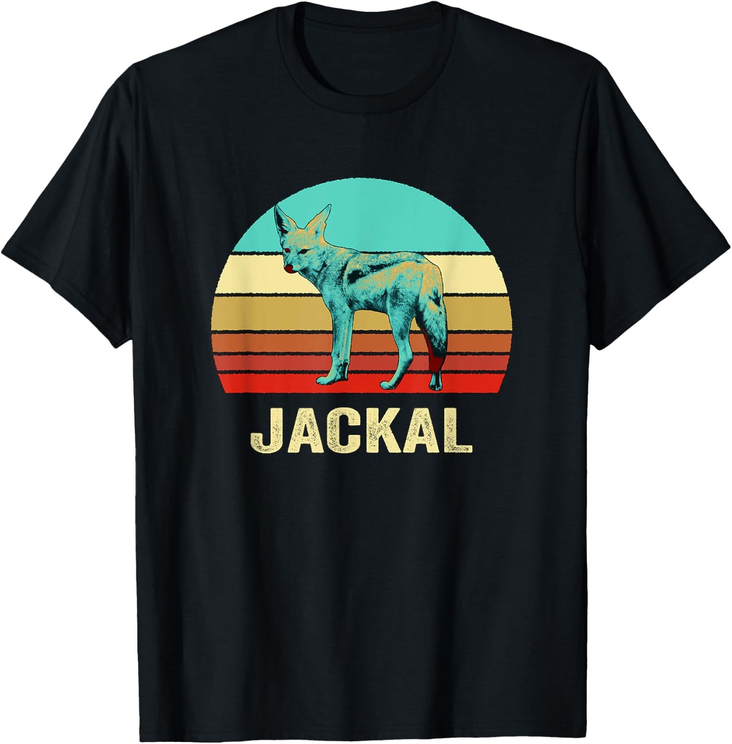 Vintage Retro Style Sunset Jackal T-Shirt - T-Shirt | Black