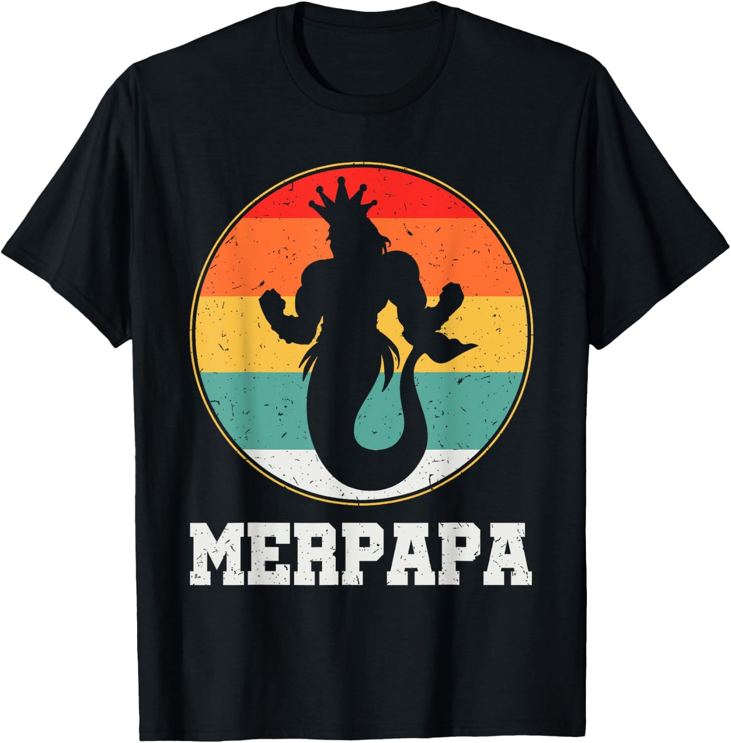 Merdpapa Security Merman Mermaid Daddy Fish Father's Day T-Shirt - T-Shirt | Black