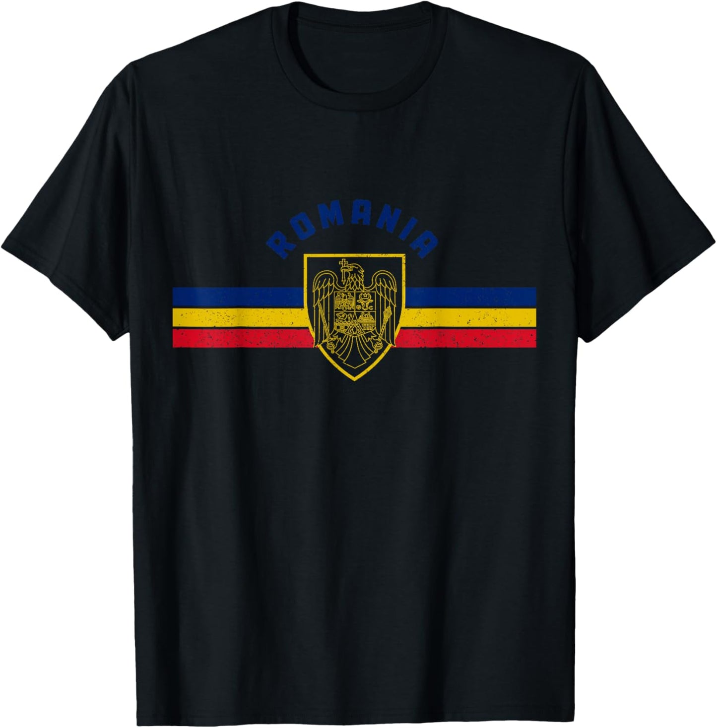 Romania Romanian Flag Pride Vintage T-Shirt - T-Shirt | Black
