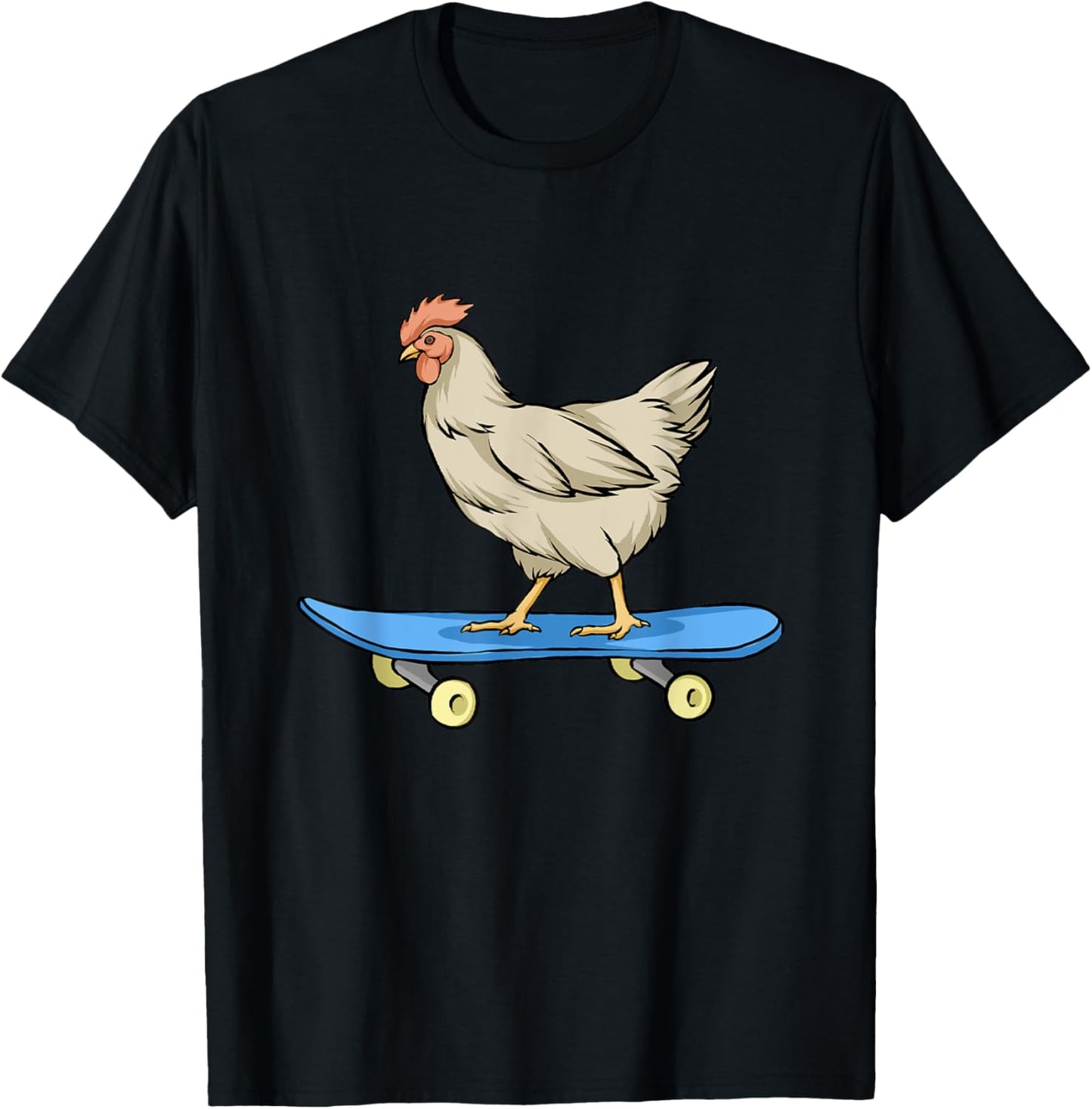 Chicken Riding A Skateboard Chickens T-Shirt - T-Shirt | Black