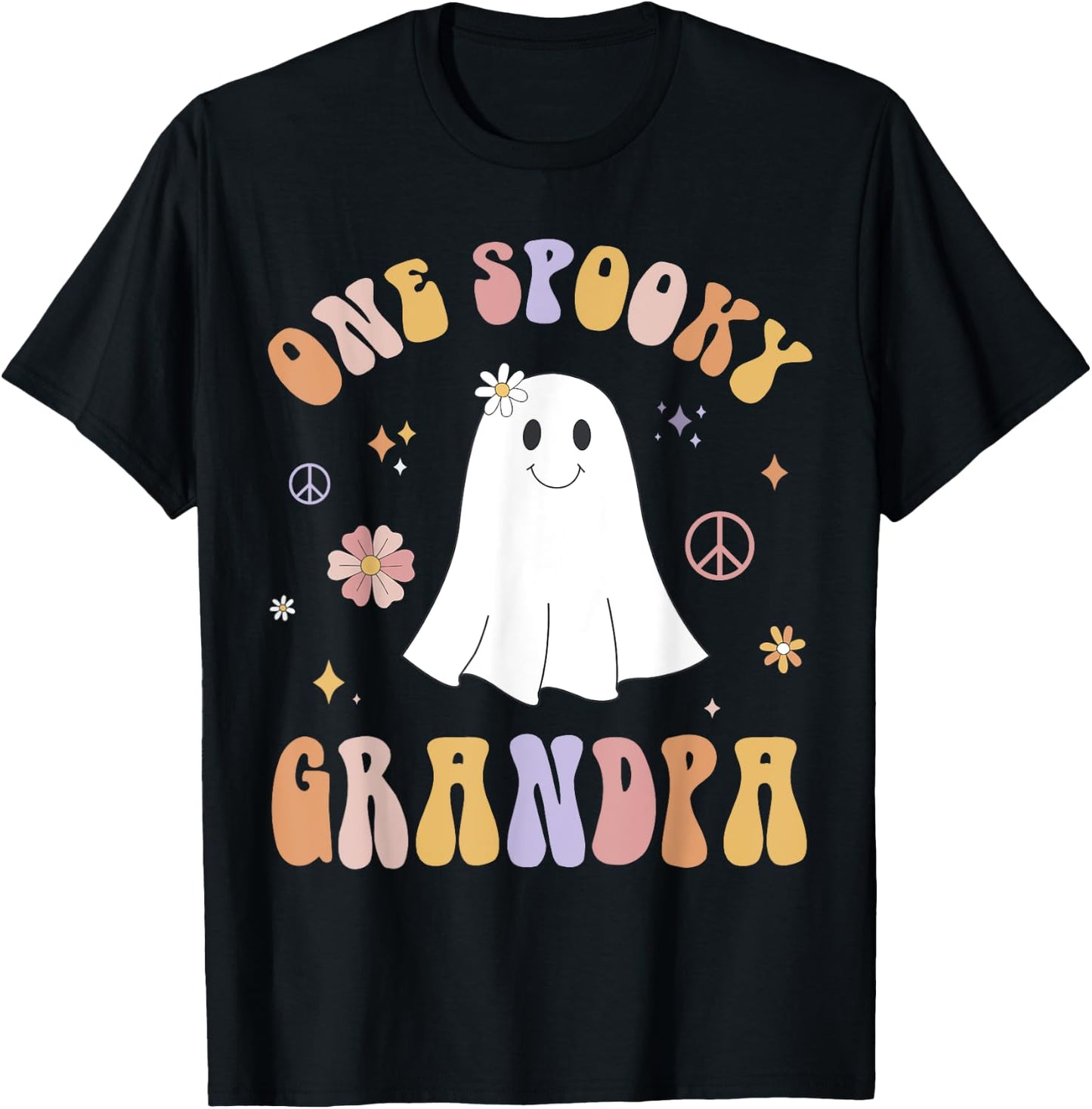 One Spooky Grandpa First Birthday Retro Halloween Ghost Boo T-Shirt - T-Shirt | Black