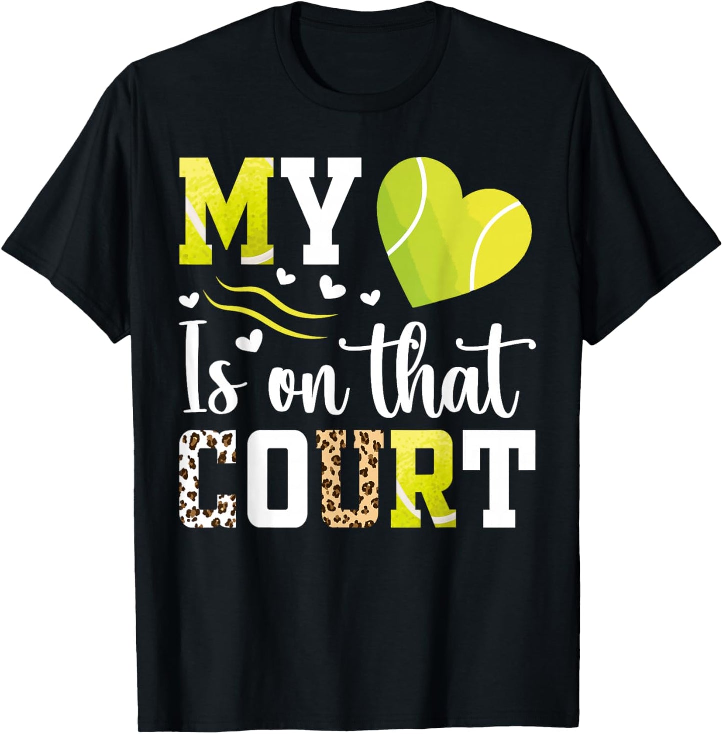 My heart is on that court Tennis Player Tennis mom T-Shirt - T-Shirt | Black