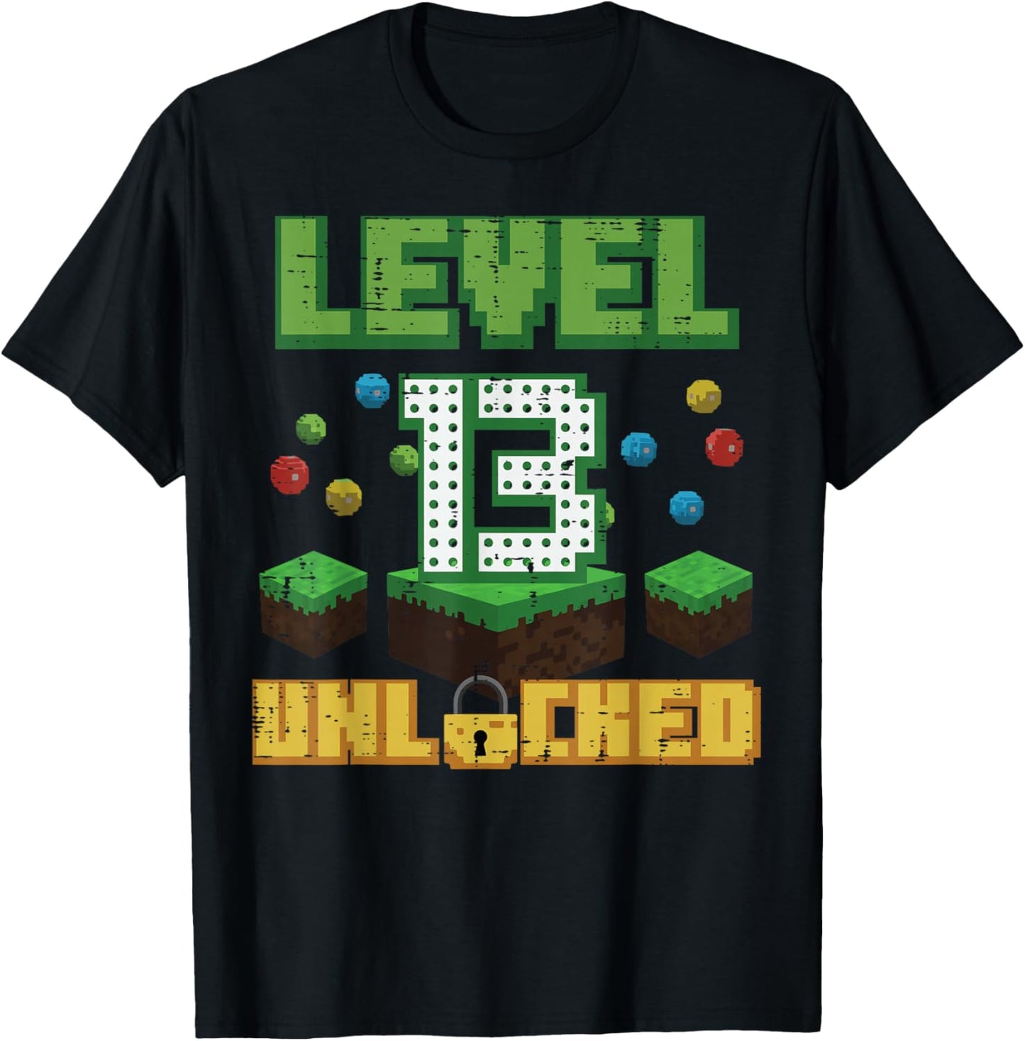 Level 13 Unlocked Pixel Gamer 13th Birthday Gaming Boys Teen T-Shirt - T-Shirt | Black