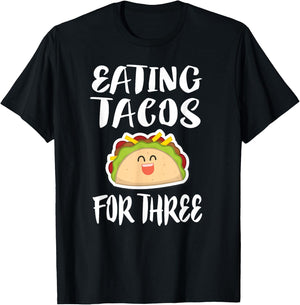 Eating Tacos For Three Pregnant Mom Twins Gift T-Shirt - T-Shirt | Black