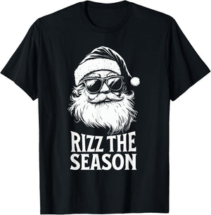 Rizz The Season Teens Kids School Christmas Santa Claus T-Shirt - T-Shirt | Black