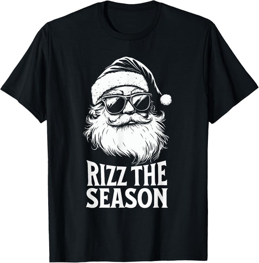 Rizz The Season Teens Kids School Christmas Santa Claus T-Shirt - T-Shirt | Black