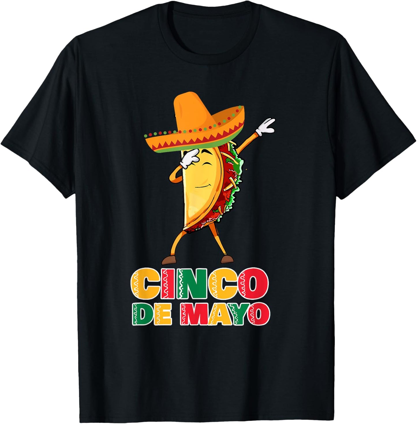 Funny Dabbing Taco Sombrero Kids Party Fiesta Cinco de Mayo T-Shirt - T-Shirt | Black