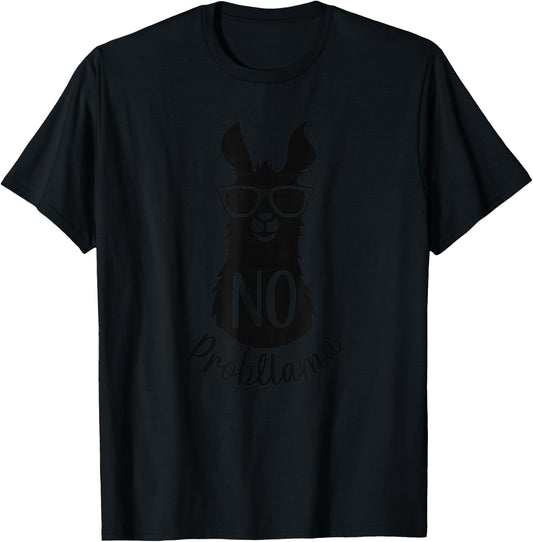 NO PROBLLAMA Gift Humor Word Game LAMA NO PROBLEMA T-Shirt - T-Shirt | Black